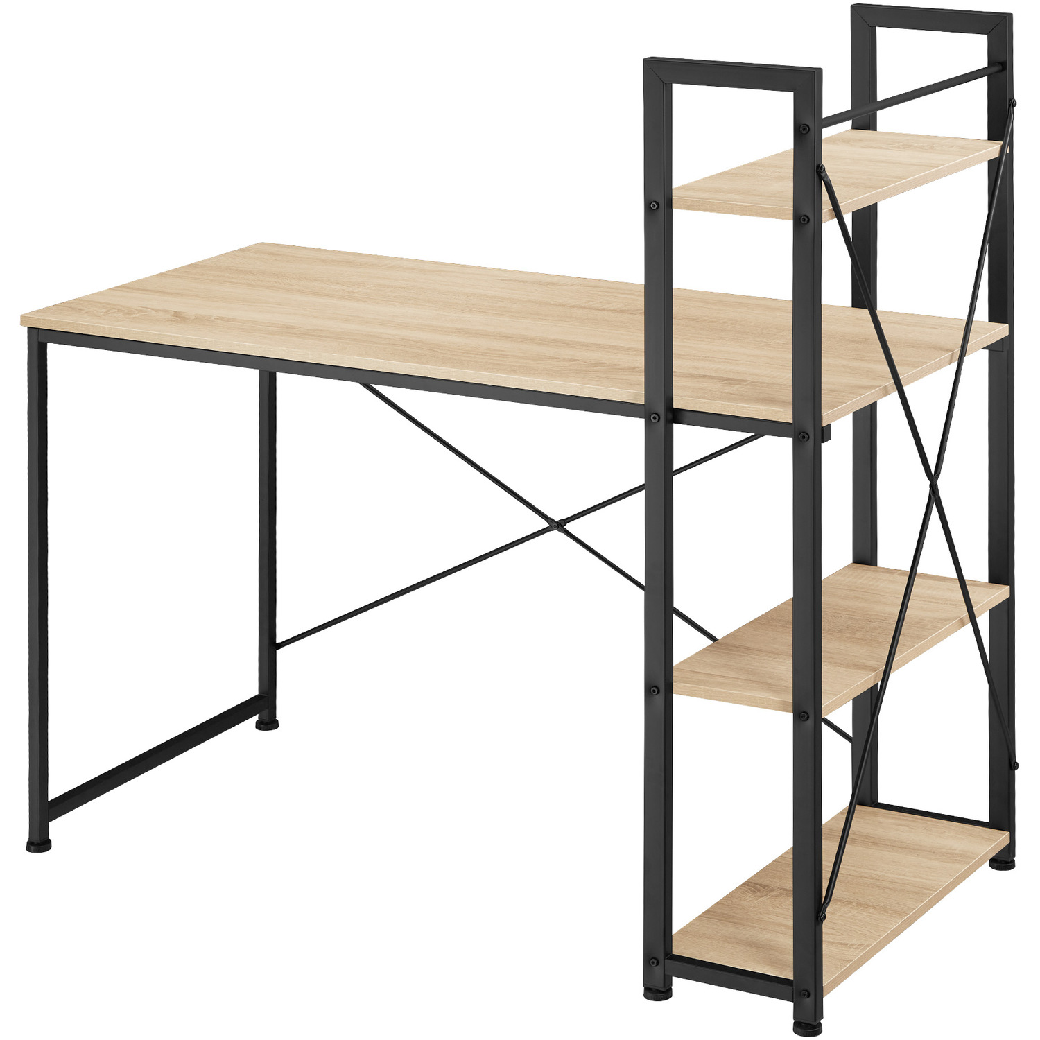 Office Desk Hershey W Integrated Side Shelf - Industrial Wood Light Oak Sonoma