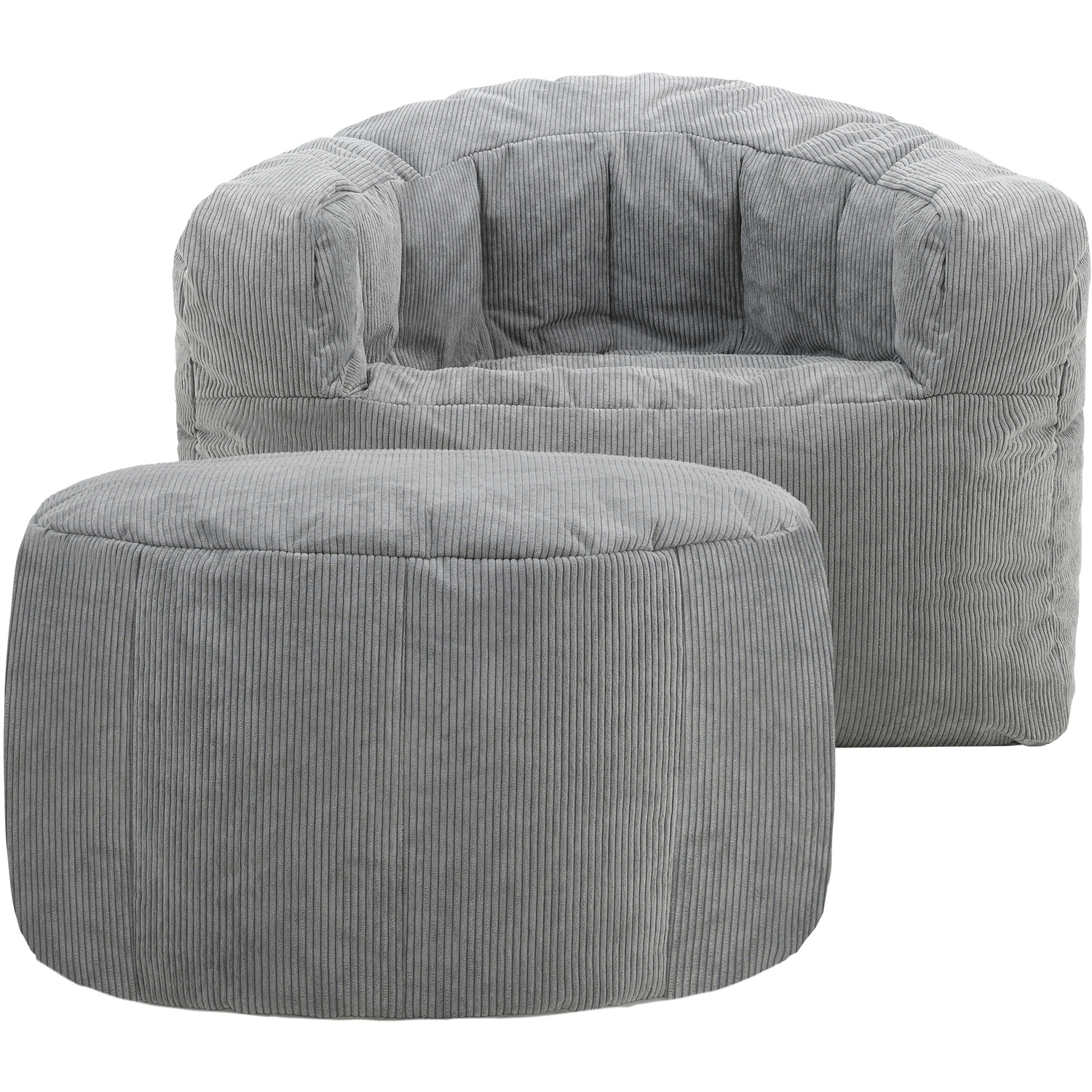 icon Clara Fine Cord Bean Bag Armchair and Footstool - Charcoal Grey thumbnail