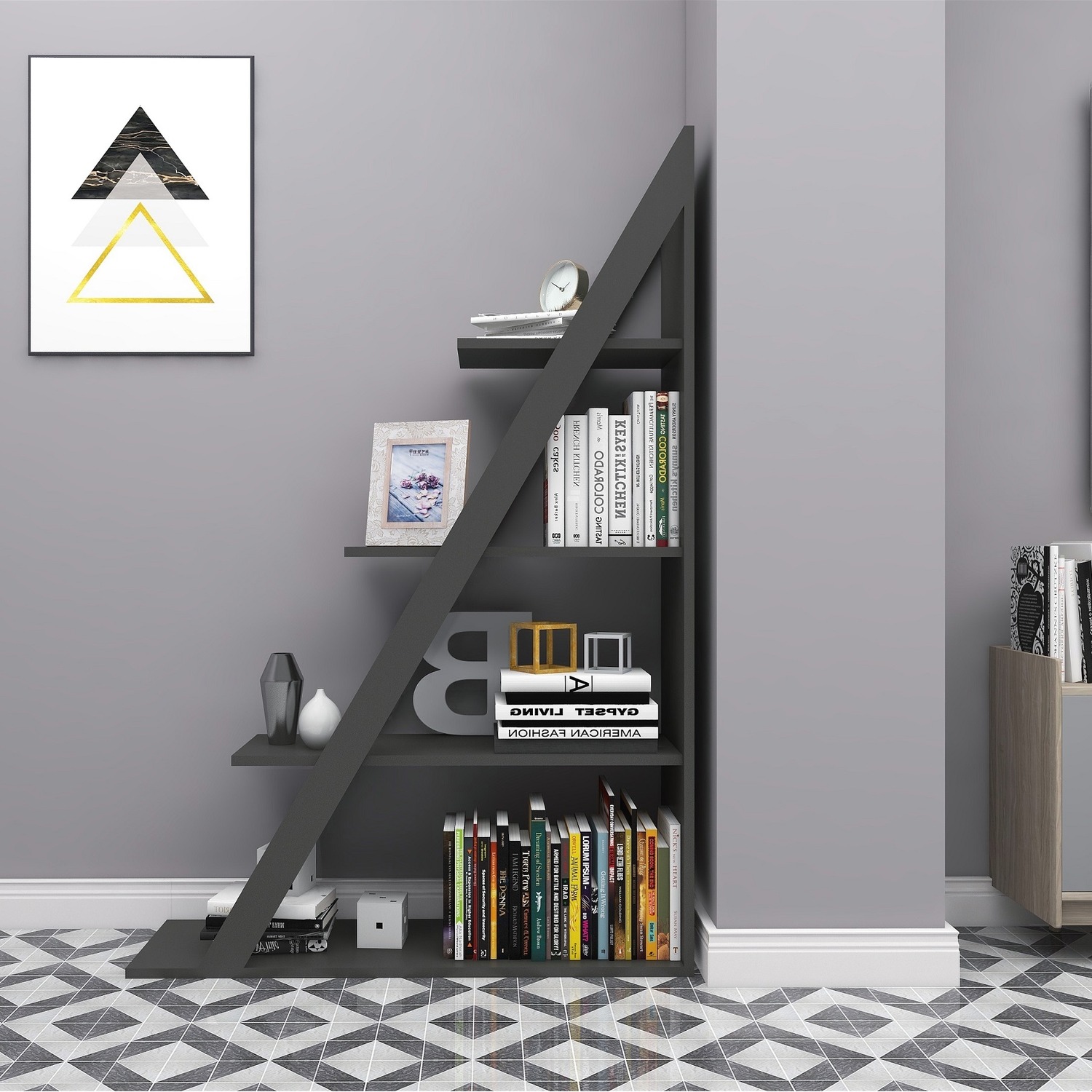 Bookcase Amando Ladder Bookcase - Dark Grey