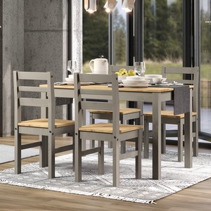 Grey Corona large Linea table with 4 chairs set
