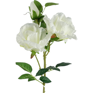 Artificial White Rose Stem - 3 flowers