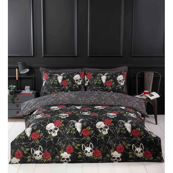 Skull and Roses Duvet Cover Set