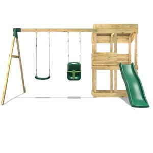 Redwood / 223cm Wooden Lookout Tower Playhouse with 6ft Slide shot 5044221