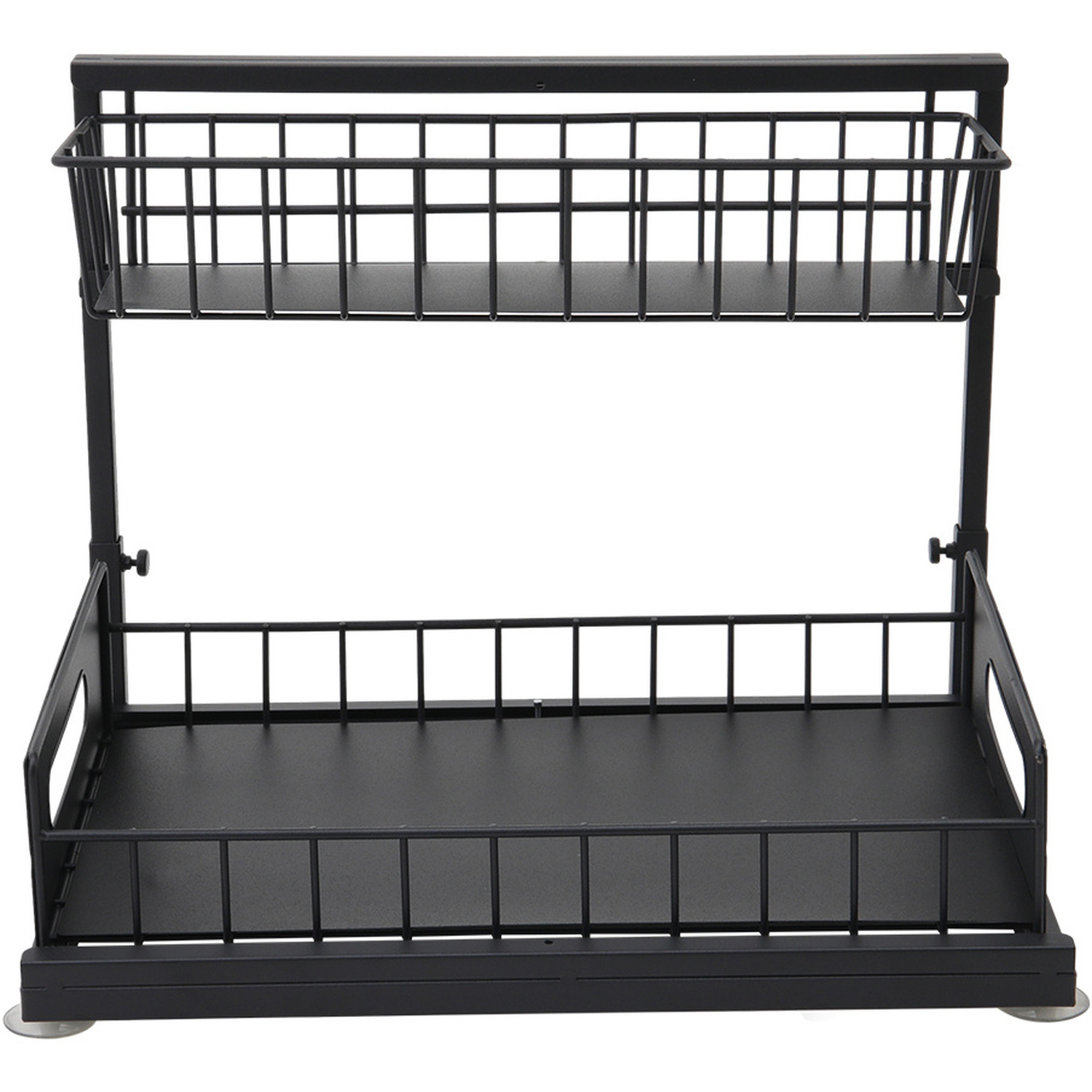 2 Tier Metal Under Sink Organizer for Bathroom and Storage (Black)