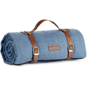 Blue / 220cm Picnic Blanket with Faux Leather Carry Handle shot 5183136