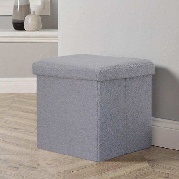 Home Source Square Furry Folding Ottoman