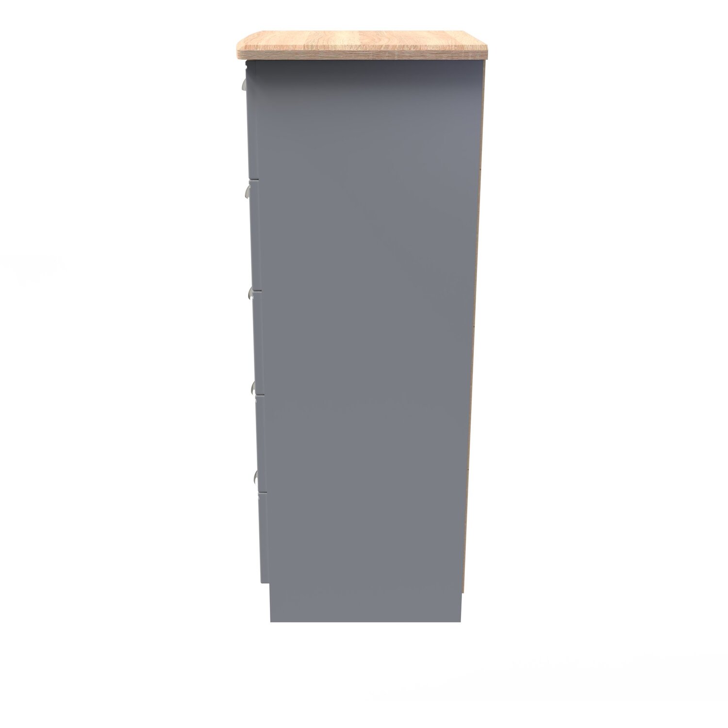 Victoria Fully Assembled 5 Drawer Bedside Cabinet - Dusk Grey Riviera Oak