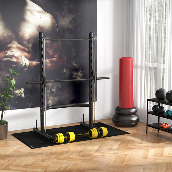 HOMCOM Adjustable Squat Rack with Pull Up Bar and Barbell Bar