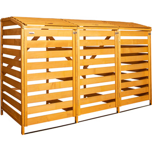 Wooden Outdoor Garden Triple Wheelie Bin Store