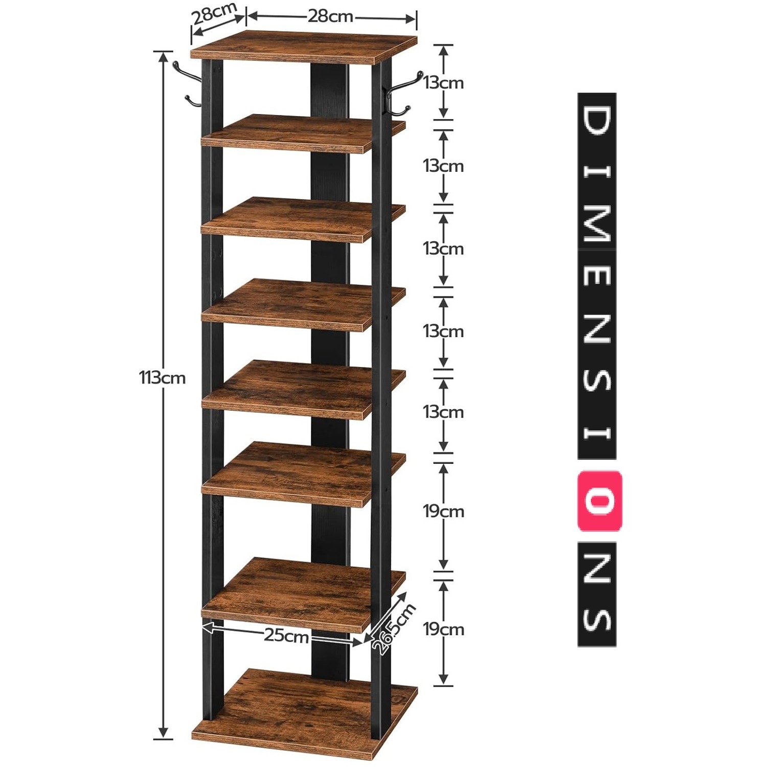 Tall Industrial Shoe Rack - Brown