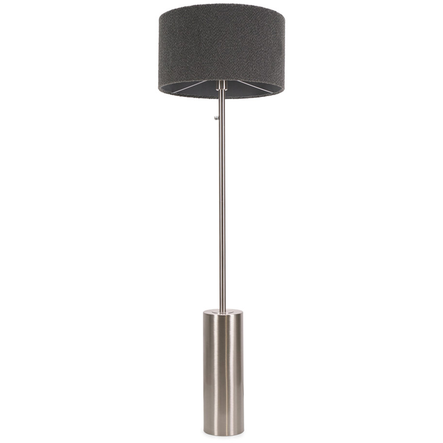Lexy Charcoal Boucle Shade with Brushed Chrome Dimmable Floor Lamp with LED Bulb - Silver