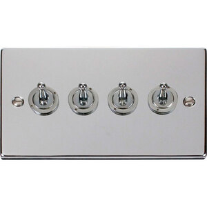 Polished Chrome 4 Gang 2 Way 10AX Toggle Light Switch