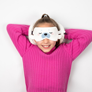 Puckator Relaxeazzz Penguin Round Plush Travel Pillow & Eye Mask - Sleep Eye Mask Masks - Kids Travel Accessories For Sleeping Airplane - Flight Plane