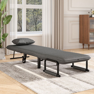 Foldable Linen Sofa Bed with Rolling Black Legs