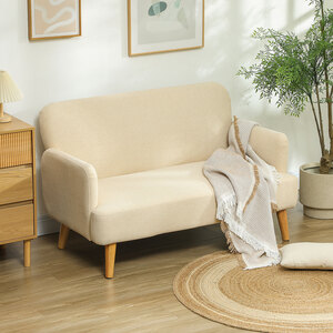 HOMCOM 2 Seater Sofa with 21cm Thick Seat and Wood Legs