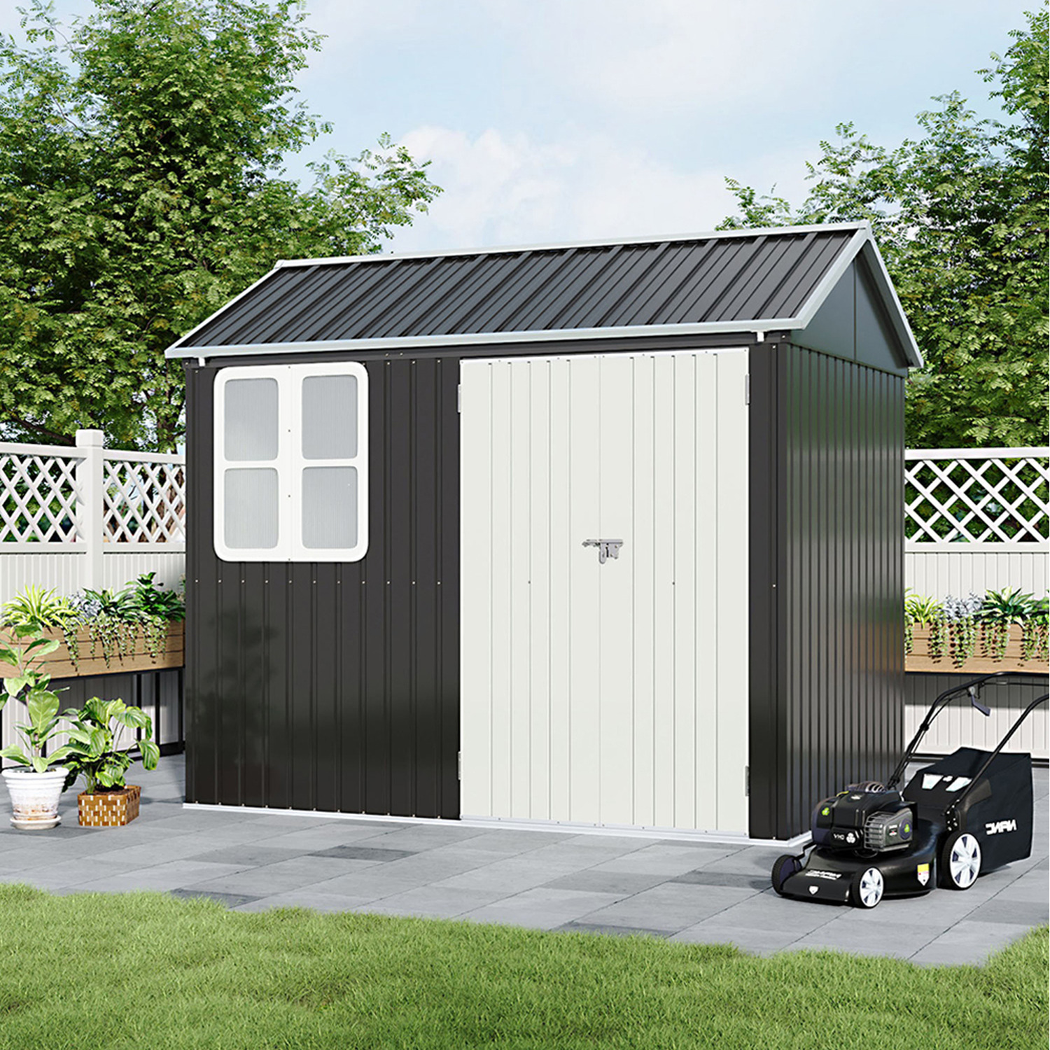 Metal Outdoor Shed with Window for Garden Tools