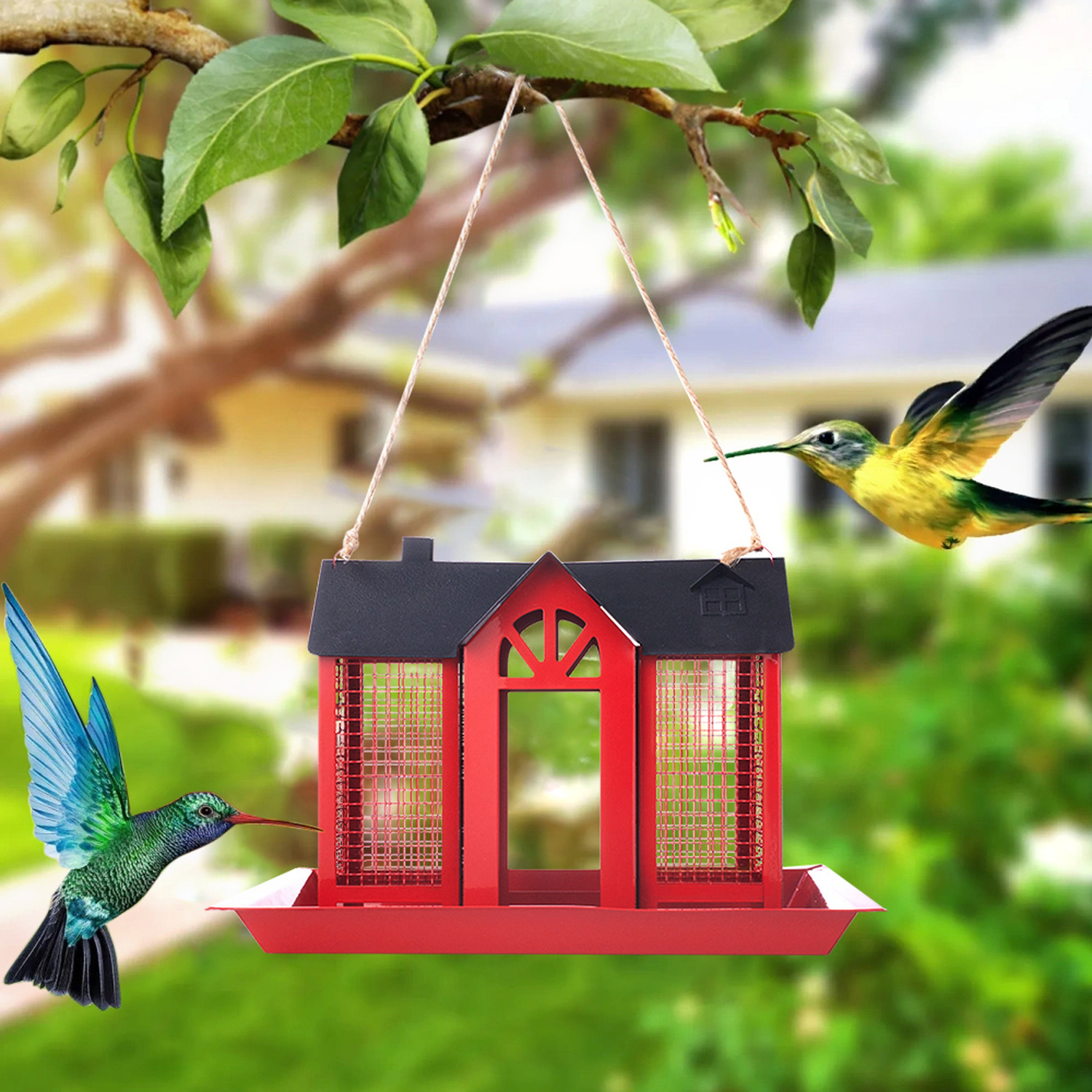 Image of Hanging Iron Outdoor Bird Feeder -&hellip;