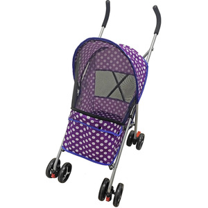 Pet Stroller Pushchair in Purple Dot With Cover