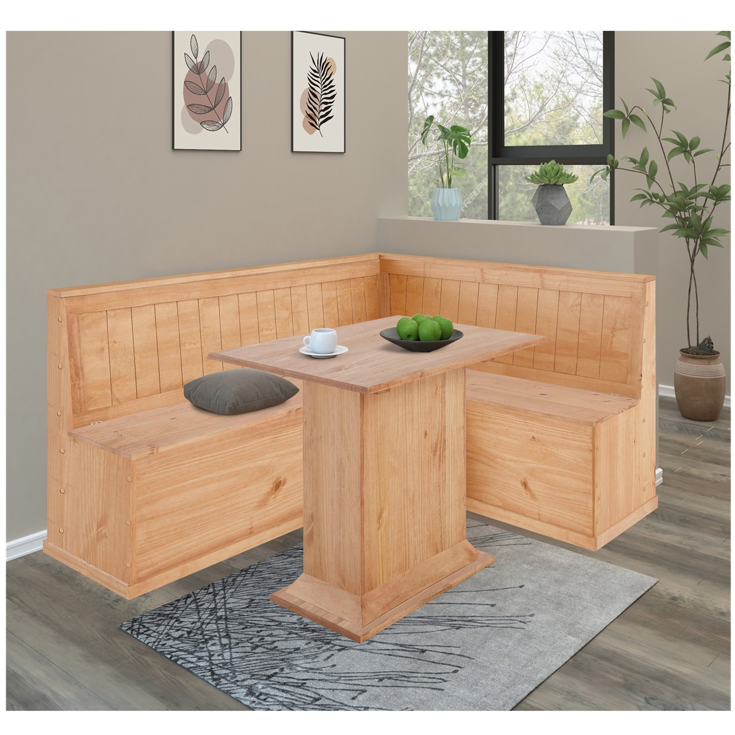 Sara Fixed Top Dining Table - Stain Wax