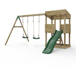 Bryce / 223cm Wooden Lookout Tower Playhouse with 6ft Slide shot 7756874