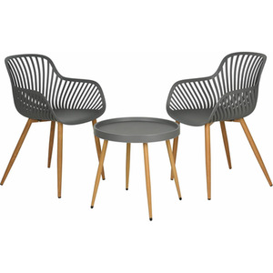 3 Piece Bistro Set Grey Wood Effect Legs
