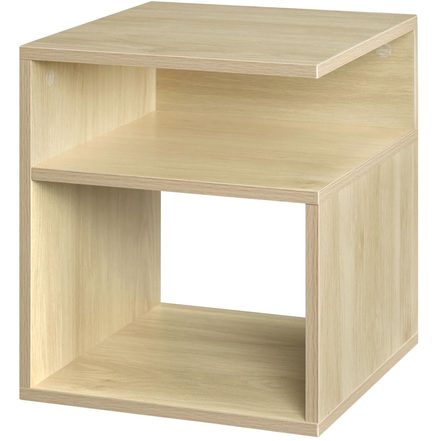 Wooden Bedside Table Nightstand With 2 Open Compartments - Brown