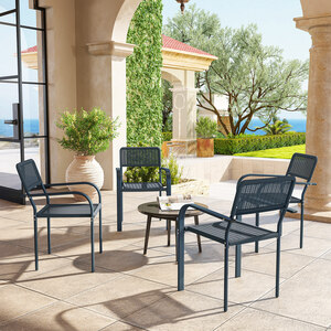Outsunny Garden Chairs Set of 4 Stackable Rattan Effect