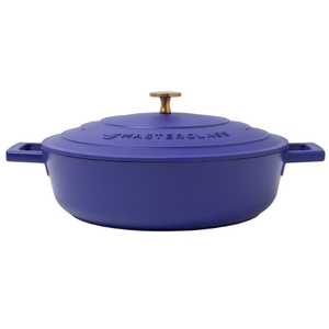 MasterClass 4L Shallow Cast Aluminium Casserole Dish with Lid Electric Blue 28cm