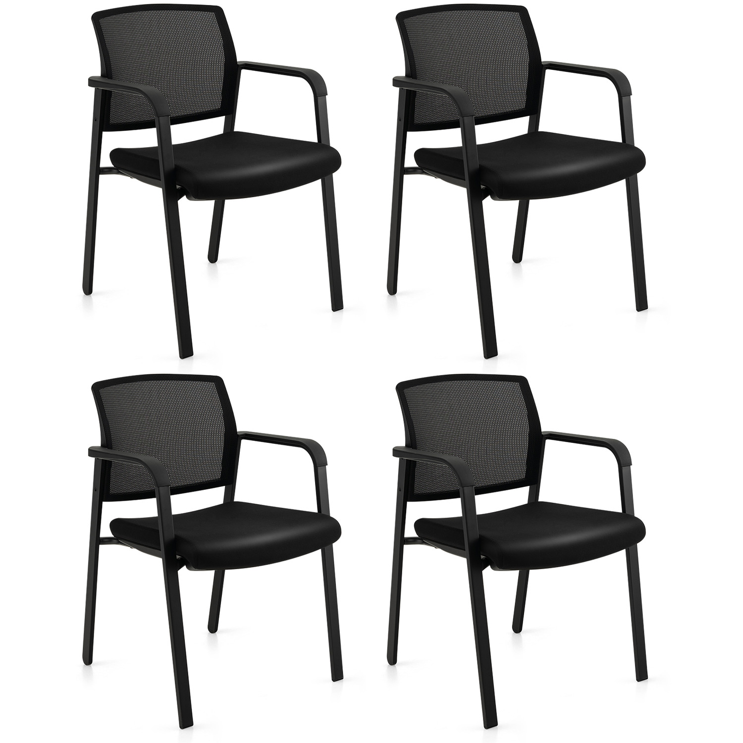 Set Of 4 Office Conference Chair Set - Black
