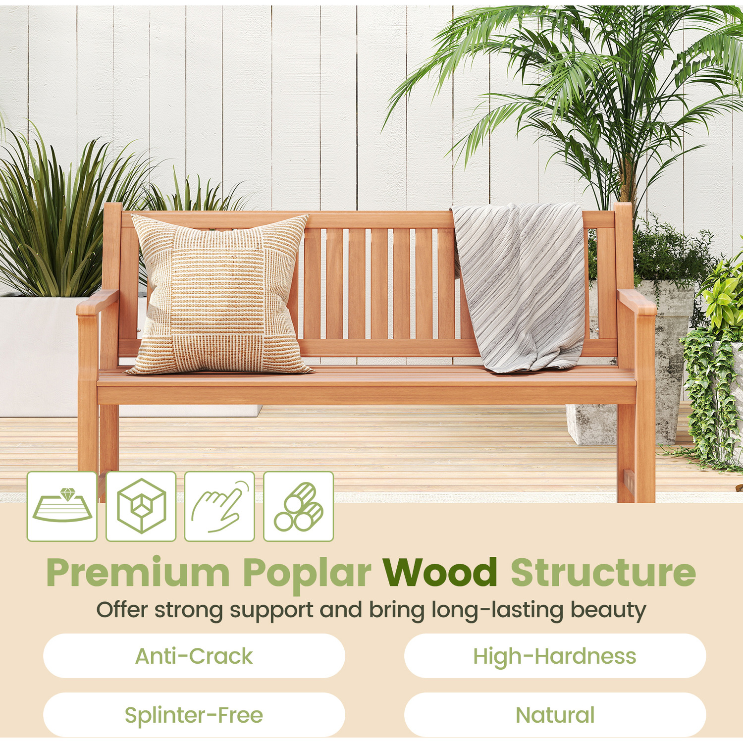 3-person Seating Garden Bench - Brown