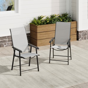 Set of 2 Foldable Metal Frame Chairs