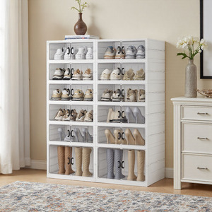 Lifeideas Foldable Shoe Cabinet with Tall Bottom Box