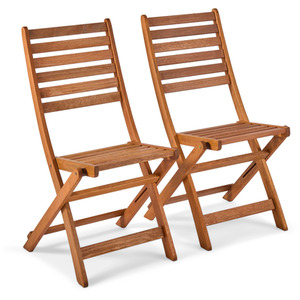 Wooden Garden Chairs Set of 2 Foldable Meranti Hardwood