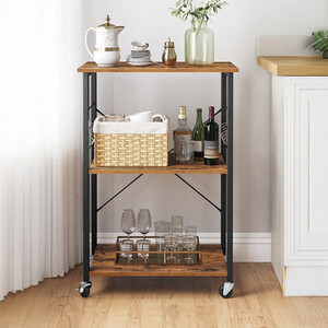 VASAGLE 3-Tier Kitchen Serving Trolley on Wheels