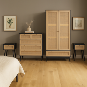 Wooden 4 Piece Furniture Set Wardrobe Chest of Drawers Bedsides Birlea