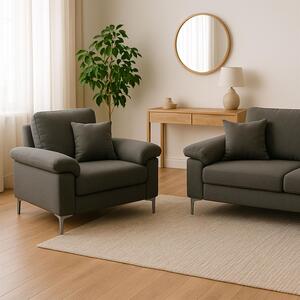 Modern Grey Sofa 2  1 Seater Set Fabric Sofa