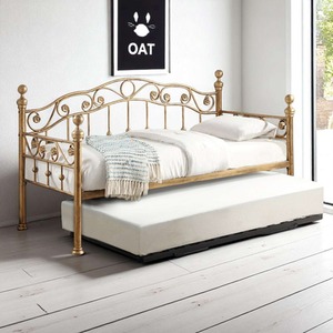 Mayfair Antique Brass Effect Single Day Bed and Guest Trundle