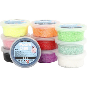 Foam Clay, glitter, assorted colours, 10x35 g
