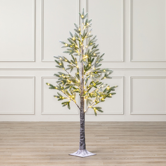 Pre-Lit Snow Flocked Sparse Halden Fir Christmas Tree