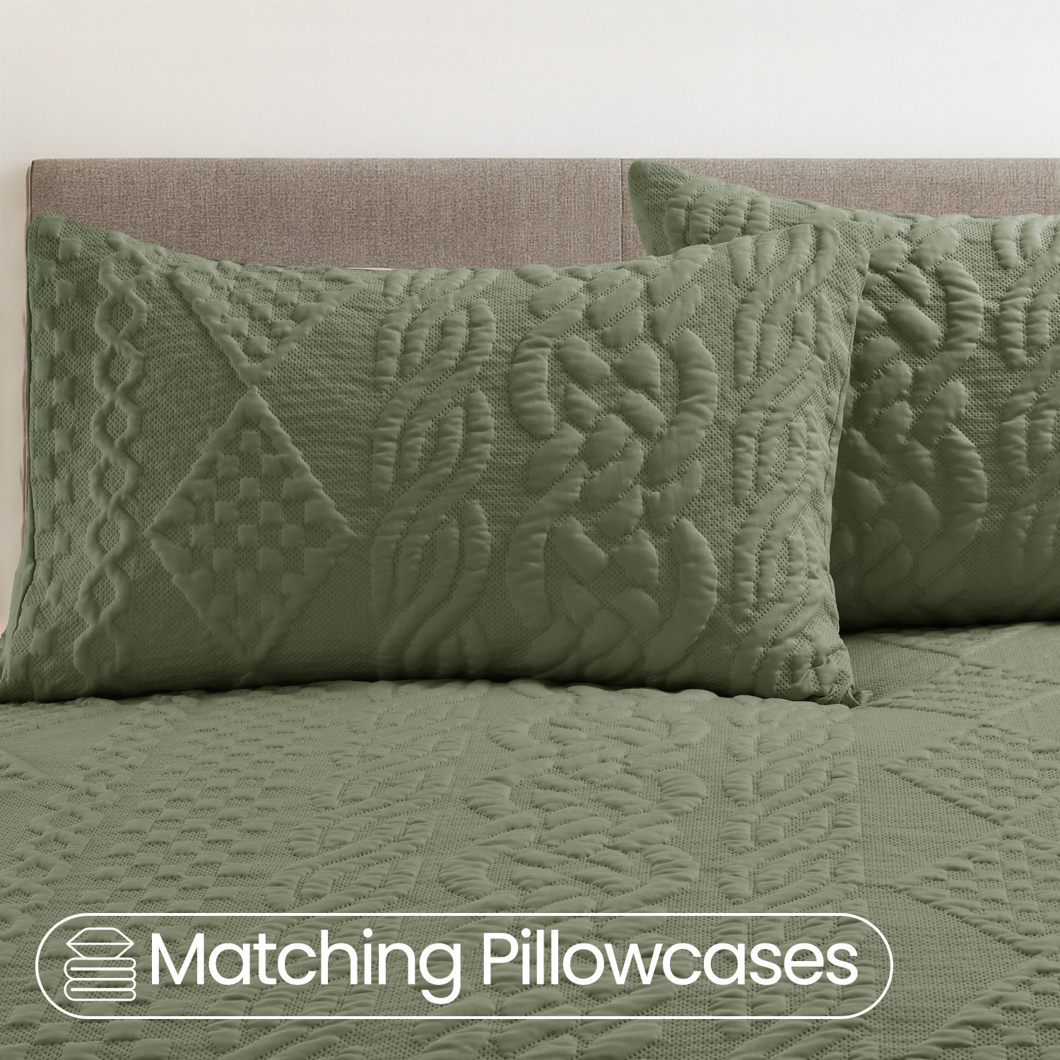 3d Embossed Chunky Knit Pattern Duvet Set - Fern Green Superking