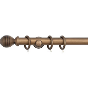 A.Unique Home Ribbed Wooden Curtain Pole with Rings and Fittings (35mm)