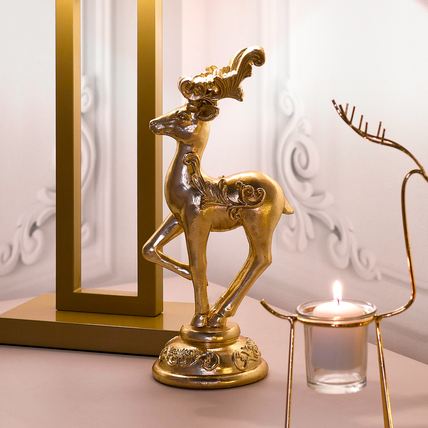 Blushing Ballroom Elegant Gold Stag Ornament