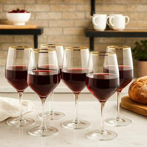 Gold Rim Wine Glasses and Champagne Flutes