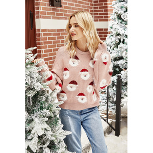 Fun Christmas Santa Pink Jumper