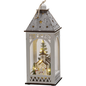 Christmas Wooden Church Village Scene Lantern