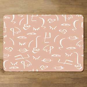 line drawing abstract faces Designer Placemat Set