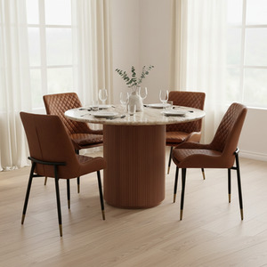 Ajmer Round Marble Real Stone Dining Table 4 to 6 seater 100cm