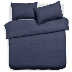 Navy / Single Soft Touch Plain Microfibre Duvet Cover and Pillowcase Set shot 11859864