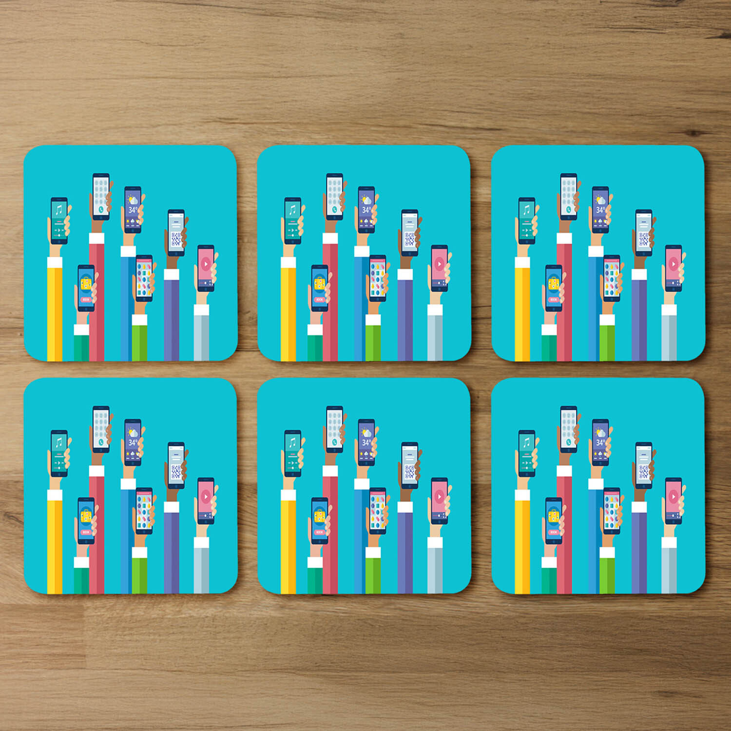 Image of Hands Holding Smart Phones Coaster -&hellip;