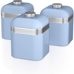 Retro Set of 3 Canisters Blue